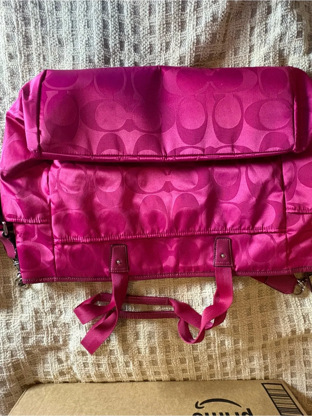 Coach Fuchsia Signature Tote with Adjustable Crossbody Strap